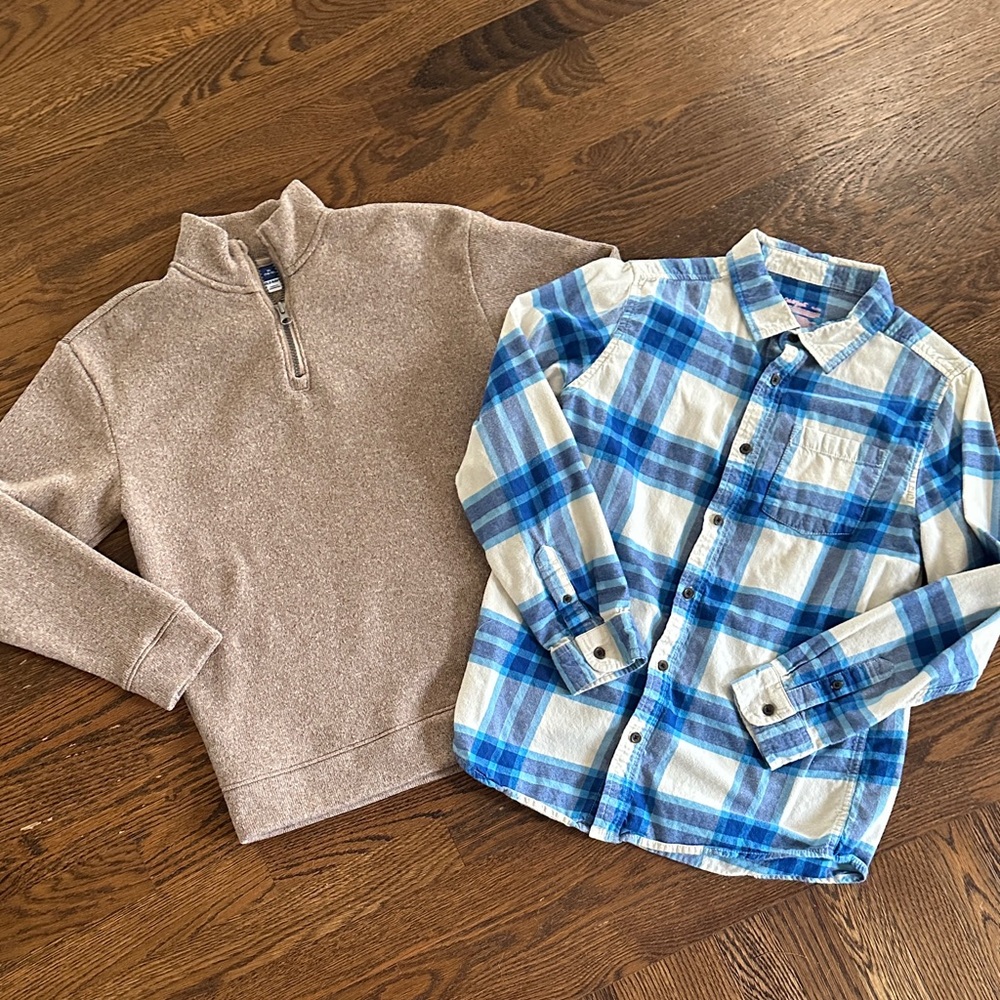 Old Navy Pullover Sweater Blue Plaid FlannelButton Down Shirt Bundle